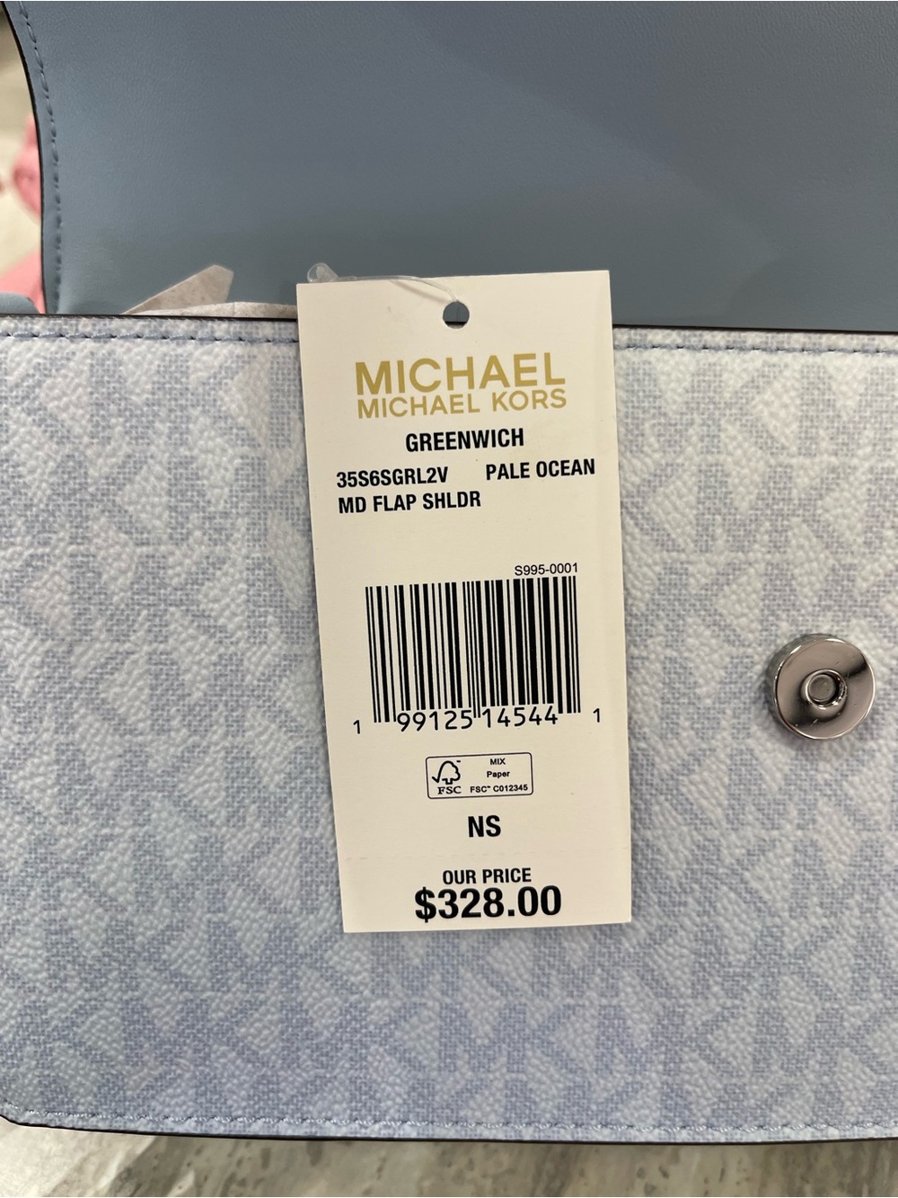 MICHAEL KORS Greenwich Md Signature Logo Shoulder Crossbody Satchel 
Pale Ocean - Picture 4 of 16
